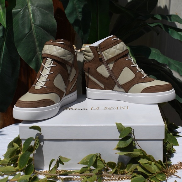 MARIO ROSSINI High top Brown & White shoes - Picture 1 of 4